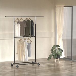 Brand New 2-Tier Clothing Rack With Wheels - Black